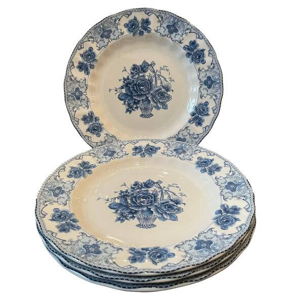 Set of 2 PALATE & PLATE Blue White Rose Floral Porcelain 8.5" Soup Bowls NEW - Picture 11 of 11